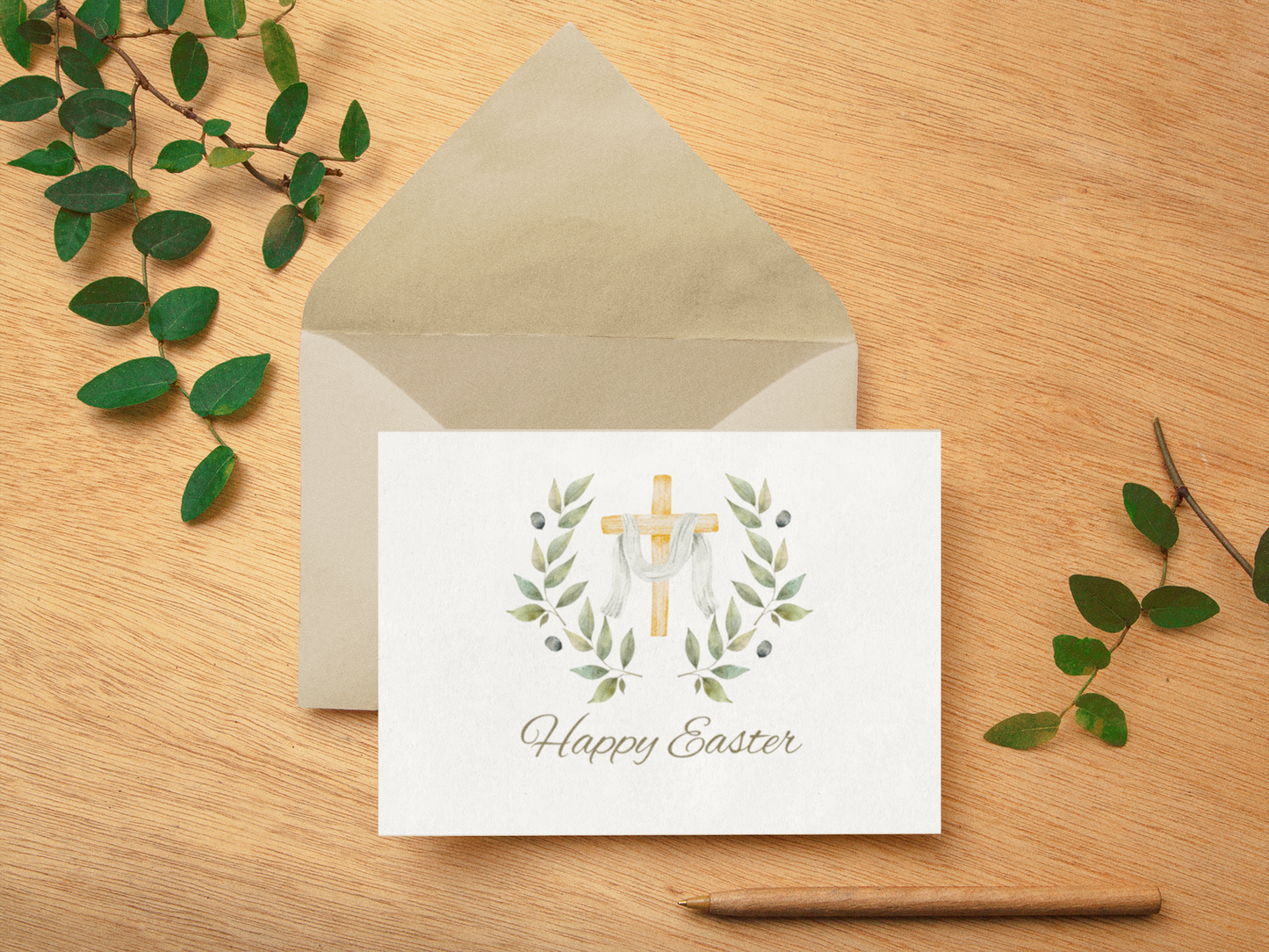 Watercolor Easter Cross Note Card